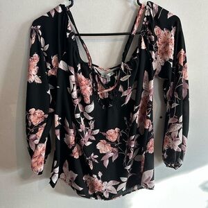 Charlotte Russe Black and Pink Floral Blouse